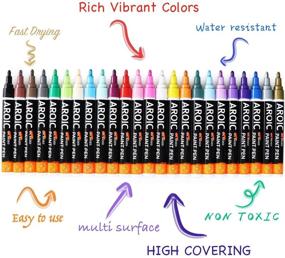 img 2 attached to 🎨 36 Pack Medium-Tip Paint Markers for Rock Painting - Write On Anything. Paint markers for Rock, Wood, Metal, Plastic, Glass, Canvas, Ceramic & More! Low-Odor, Oil-Based Paint Pens