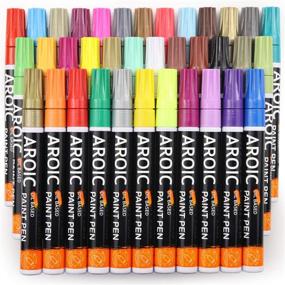 img 3 attached to 🎨 36 Pack Medium-Tip Paint Markers for Rock Painting - Write On Anything. Paint markers for Rock, Wood, Metal, Plastic, Glass, Canvas, Ceramic & More! Low-Odor, Oil-Based Paint Pens
