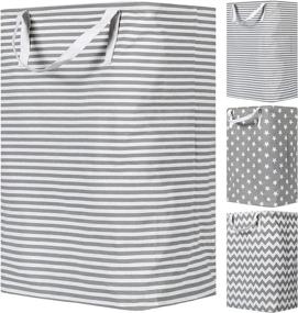 img 4 attached to 🧺 72 Litres Freestanding Laundry Hamper – Collapsible Large Clothes Basket with Long Handles for Easy Carrying of Clothes, Toys – Grey