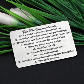img 1 attached to 📿 Cyting Ten Commandments Engraved Wallet Card - Christian Wallet Insert Gift, Bible Verse Inspired Religious Jewelry for Family & Friends