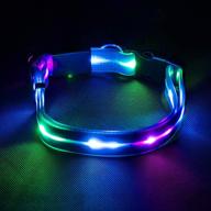 🐶 waterproof usb rechargeable led dog collar - blue, glowing light up collar for large dogs, enhanced safety logo