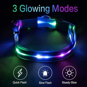 img 2 attached to 🐶 Waterproof USB Rechargeable LED Dog Collar - Blue, Glowing Light Up Collar for Large Dogs, Enhanced Safety