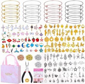 img 4 attached to 📿 374-Piece Charm Bracelet Making Kit for Adults Women - Thrilez Bangle Kit with Expandable Bangles, Charms, Pliers, Tools, and Gift Box