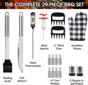 img 2 attached to 🔥 iToncs 2021 BBQ Tools Set, 29 PCS Stainless Steel Grilling Accessories Kit with Case - Great Barbecue Utensil Tool for Men, Dad