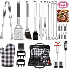 img 4 attached to 🔥 iToncs 2021 BBQ Tools Set, 29 PCS Stainless Steel Grilling Accessories Kit with Case - Great Barbecue Utensil Tool for Men, Dad