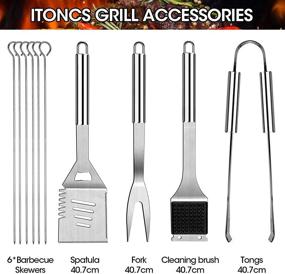 img 3 attached to 🔥 iToncs 2021 BBQ Tools Set, 29 PCS Stainless Steel Grilling Accessories Kit with Case - Great Barbecue Utensil Tool for Men, Dad