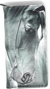 img 3 attached to Large Horse Portrait Wallet for Women - Animal-Themed Vegan Leather by Shag Wear (Black & White)