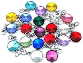 img 4 attached to 📿 yueton 20pcs Assorted Color Birthstone Crystal Dangle Charms Pendant - Jewelry Making Accessory with Lobster Clasp - Ideal for Floating Locket Charms Necklaces