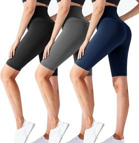 img 4 attached to 🩳 High Waisted Workout Running Athletic Shorts for Women - CTHH 3 Pack Biker Shorts: Yoga, Gym, and More!