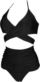 img 2 attached to 👙 COCOSHIP Solids Ruched Bikini Cruise: Stylish Swimwear in Swimsuits & Cover Ups for Women's Clothing