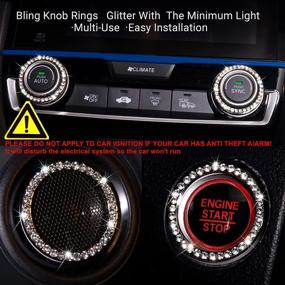 img 3 attached to Bling Car Crystal Rhinestone Ring Emblem Sticker: Glam up Your Auto Interior with 8-Pack Bling Car Accessories for Women/Girl - Push to Start Button, Key Ignition Starter & Knob Ring