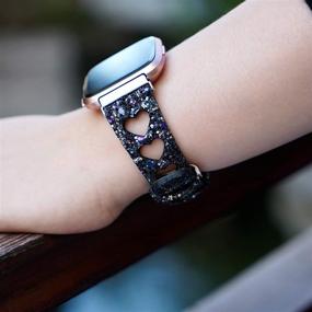 img 3 attached to Браслет с блестками для фитнес-браслетов Fitbit Versa / Versa Lite Edition / Versa SE Smart 💫 - Moonooda Bling, замена ремешка на запястье для женщин и мужчин, блестящий ремешок для умных часов Versa