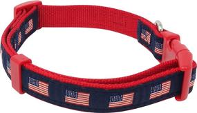 img 3 attached to Nauticollar Patriotic American Flag USA Adjustable Dog Collar: Show off your pup's patriotic style with this red, white, and blue beauty!