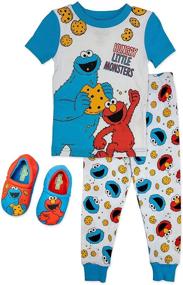 img 4 attached to Пижамы Elmo Sesame Street для малышей - 2-х предметный комплект с тапочками, 100% хлопок - Доступны в размерах для малышей от 2Т до 5Т.