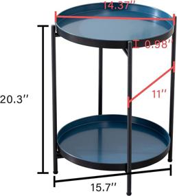 img 3 attached to 🌿 Black 2-Tier Metal Round Accent Table for Indoors and Outdoors - Stylish Side End Coffee Table with Tray for Small Spaces