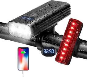 img 4 attached to 🚲 Gymwebeek 2021 Long-Lasting USB Rechargeable Bike Light Set - 5200mAh, 5+5 Light Modes, 360° Rotating Front and Back Bike Light, Includes Batteries