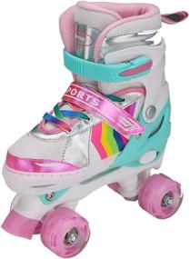 img 2 attached to 👟 Adjustable Size Double Roller Skates for Girls and Boys - Light Up Inline Skates with 8 Wheels, Full Protection for Kids' Indoor and Outdoor Play