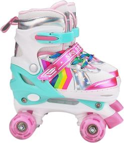 img 3 attached to 👟 Adjustable Size Double Roller Skates for Girls and Boys - Light Up Inline Skates with 8 Wheels, Full Protection for Kids' Indoor and Outdoor Play