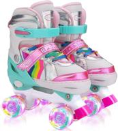 👟 adjustable size double roller skates for girls and boys - light up inline skates with 8 wheels, full protection for kids' indoor and outdoor play logo