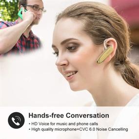 img 3 attached to 🎧 Новая Bee Bluetooth-гарнитура V5.0: беспроводная гарнитура с 24-часовым режимом Handsfree и шумоподавляющим микрофоном для iPhone Android Samsung Laptop, золотая.