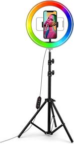 img 4 attached to 🌟 HT HOOKTHER 10.2" Ring Light: Ideal for Live Stream, Makeup, YouTube, TikTok – RGB LED Ring Lights with Tripod Stand, Phone Holder & Smartphone Compatibility