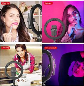 img 2 attached to 🌟 HT HOOKTHER 10.2" Ring Light: Ideal for Live Stream, Makeup, YouTube, TikTok – RGB LED Ring Lights with Tripod Stand, Phone Holder & Smartphone Compatibility
