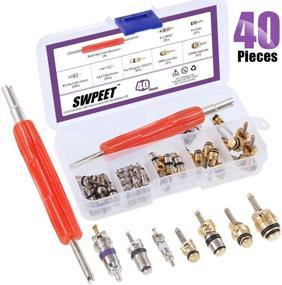 img 4 attached to 🧊 40Pcs Air Conditioning Valve Core Kit, A/C R12 R134a Refrigeration Tire Valve Stem Cores with Remover Tool for Most Cars - Swpeet