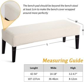img 2 attached to 🪑 Fuloon Stretch Jacquard Dining Bench Cover - Beige, Anti-Dust, Removable, Washable Protector Cover for Living Room, Bedroom, Kitchen Bench