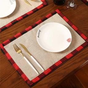 img 3 attached to Festive Reversible Christmas Buffalo Placemats - Stunning Decorations!