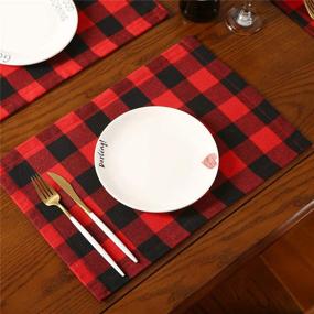 img 4 attached to Festive Reversible Christmas Buffalo Placemats - Stunning Decorations!