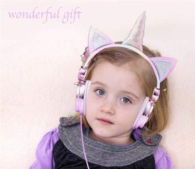 img 1 attached to 🦄 Kids Unicorn Headphones 3.5MM Audio Cable Cartoon Headband, 85dB Volume Limited On-Ear Headphones for Children, Boys, Girls, Teens, Adults, School, Christmas, Parties - Pink Unicorn