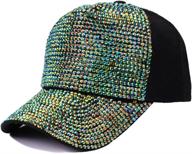 👒 stylish and adjustable: gudessly women's studded rhinestone baseball cap - sparkle bling denim sun hat with crystals logo