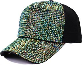 img 4 attached to 👒 Stylish and Adjustable: Gudessly Women's Studded Rhinestone Baseball Cap - Sparkle Bling Denim Sun Hat with Crystals