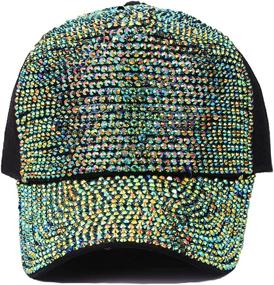 img 3 attached to 👒 Stylish and Adjustable: Gudessly Women's Studded Rhinestone Baseball Cap - Sparkle Bling Denim Sun Hat with Crystals