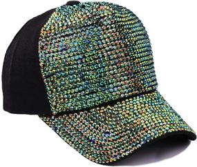 img 1 attached to 👒 Stylish and Adjustable: Gudessly Women's Studded Rhinestone Baseball Cap - Sparkle Bling Denim Sun Hat with Crystals