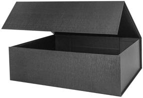 img 4 attached to 🎁 Upgrade 1PCS Black Hard Extra Large Gift Box with Lid, 16.5 x 13 x 5.3 Inch - Magnetic Clothing, Robe, Wedding Dress, Sweater and Gift Boxes - Reusable & Foldable Bridesmaid Proposal Box