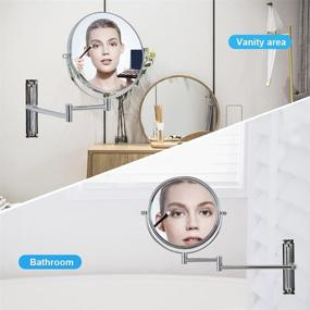 img 1 attached to 🪞 Chrome Wall Mounted 10X Magnifying Makeup Mirror - Adjustable Height Vanity Mirror for Bathroom, Extendable Double Sided 8 Inch Mirror