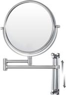 🪞 chrome wall mounted 10x magnifying makeup mirror - adjustable height vanity mirror for bathroom, extendable double sided 8 inch mirror логотип