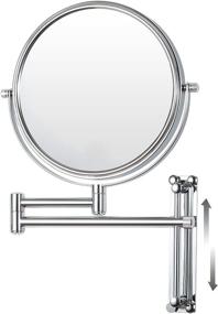 img 4 attached to 🪞 Chrome Wall Mounted 10X Magnifying Makeup Mirror - Adjustable Height Vanity Mirror for Bathroom, Extendable Double Sided 8 Inch Mirror