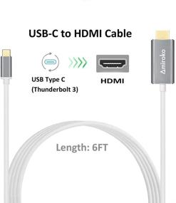 img 1 attached to 💻 6FT USB C to HDMI Cable, Amiroko USB 3.1 Type C (Compatible with Thunderbolt 3) to HDMI Adapter 4K Cable for MacBook, MacBook Pro, Dell XPS 13/15, Galaxy S8/Note 8, and More - Gray