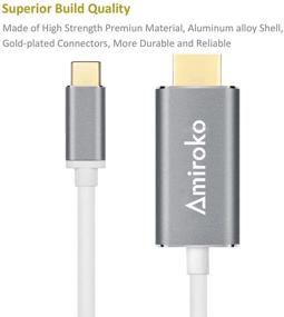img 2 attached to 💻 6FT USB C to HDMI Cable, Amiroko USB 3.1 Type C (Compatible with Thunderbolt 3) to HDMI Adapter 4K Cable for MacBook, MacBook Pro, Dell XPS 13/15, Galaxy S8/Note 8, and More - Gray