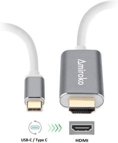 img 3 attached to 💻 6FT USB C to HDMI Cable, Amiroko USB 3.1 Type C (Compatible with Thunderbolt 3) to HDMI Adapter 4K Cable for MacBook, MacBook Pro, Dell XPS 13/15, Galaxy S8/Note 8, and More - Gray