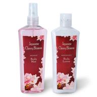 🌸 premium japanese cherry blossom bath set 8 fl. oz, deluxe pack of hydrating body lotion & body mist, cherry blossom-infused perfume spray & lotion gift box for men and women logo