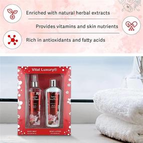 img 1 attached to 🌸 Premium Japanese Cherry Blossom Bath Set 8 Fl. Oz, Deluxe Pack of Hydrating Body Lotion & Body Mist, Cherry Blossom-Infused Perfume Spray & Lotion Gift Box for Men and Women