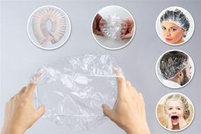 img 2 attached to 🧢 Набор из 100 прозрачных одноразовых наушников для швабр, накрывающих волосы во время душа, в салоне красоты, обслуживания пищи, в больницах, лабораториях, производстве или для солнечных ванн.