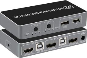 img 4 attached to 🔀 Pasow KVM Switch HDMI - 2 in 1 Out, 2-Port Keyboard Mouse & USB Switch: Simplify Your Connectivity Hassles!