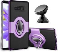 📱 esamcore samsung galaxy note 8 case - ring holder kickstand, purple + dashboard magnetic car mount logo