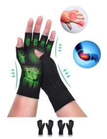 img 2 attached to 🖐️ Relieve Arthritis Pain with 2 Pairs of Copper Compression Gloves - Highest Copper Content, Non-slip Fingerless Design for Women and Men, Ideal for Arthritic Joints, Hand Swelling, Carpal Tunnel, and Typing Support (M)