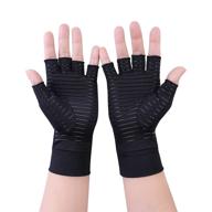 🖐️ relieve arthritis pain with 2 pairs of copper compression gloves - highest copper content, non-slip fingerless design for women and men, ideal for arthritic joints, hand swelling, carpal tunnel, and typing support (m) логотип