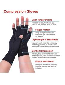 img 1 attached to 🖐️ Relieve Arthritis Pain with 2 Pairs of Copper Compression Gloves - Highest Copper Content, Non-slip Fingerless Design for Women and Men, Ideal for Arthritic Joints, Hand Swelling, Carpal Tunnel, and Typing Support (M)